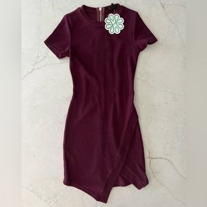 NWT wine colored asymmetric dress, size S